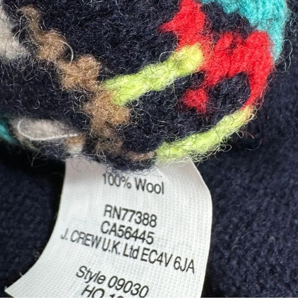 J. Crew Aztec Fair‎ Isle Jacquard Stich Wool Sweater Blue XS Crewneck Pullover